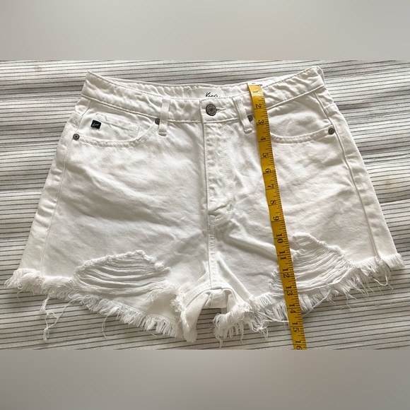 KanCan Womens M Solid White Denim Jean Shorts w/ Frayed Edge Boho Coastal Beach - Picture 11 of 15